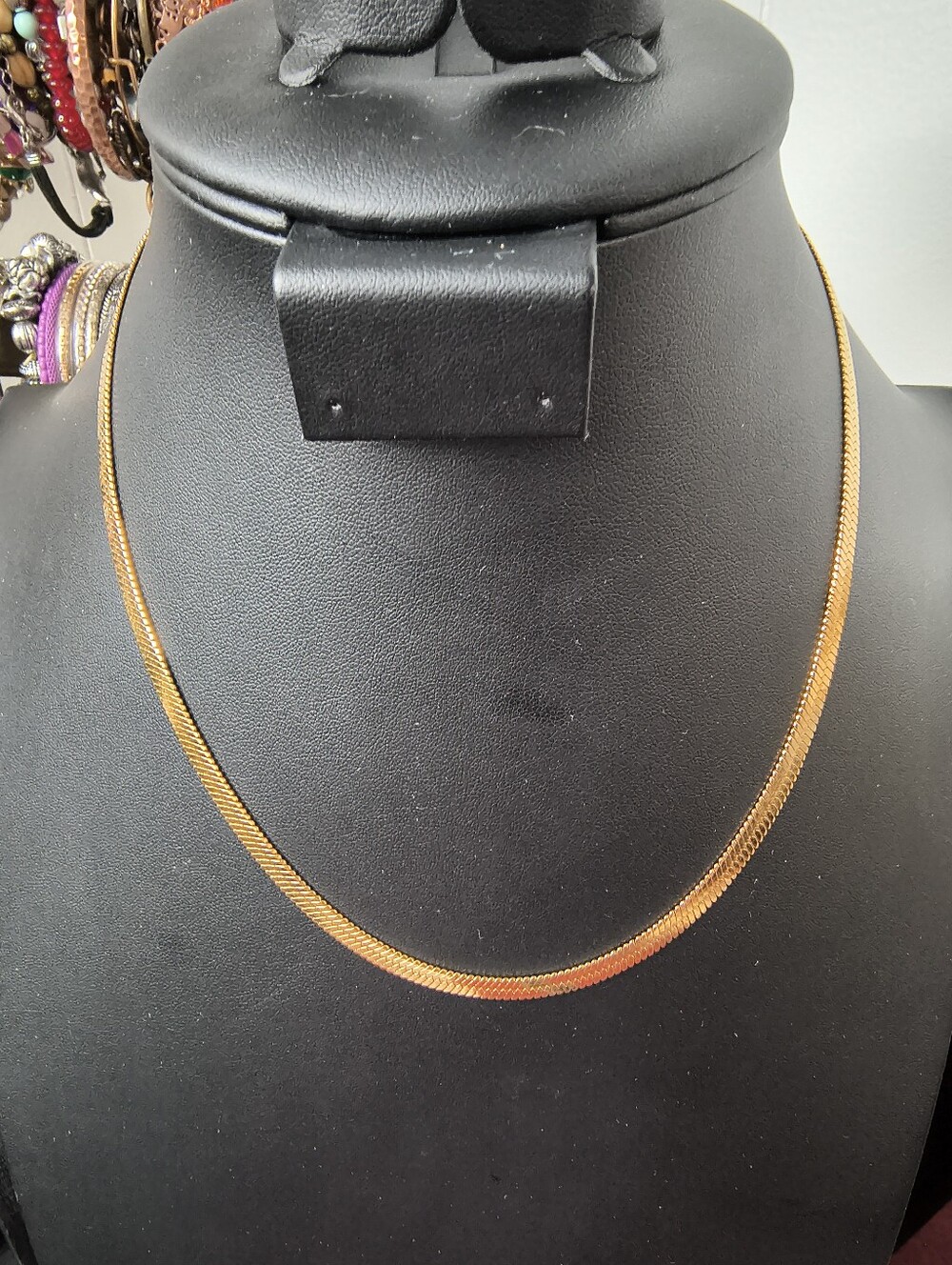 Plunder 18K Gold Plated Stainless Steel Herringbone Snake Chain Necklace - Picture 9 of 12